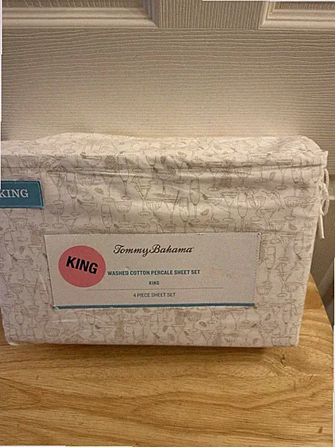 NWT Tommy Bahama Island Time Cocktails Tropical King Sheet Set 4Pc