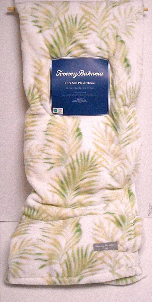 Tommy Bahama 50" x 70" Soft Throw Blanket Tropical Green and Beige Palm Ferns