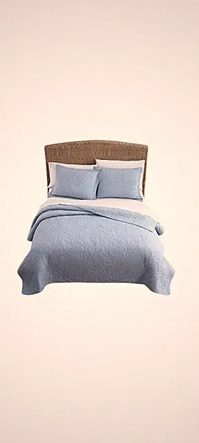 Tommy Bahama Costa Sera Quilt Twin Blue – Midweight – Solid Coastal Bedding