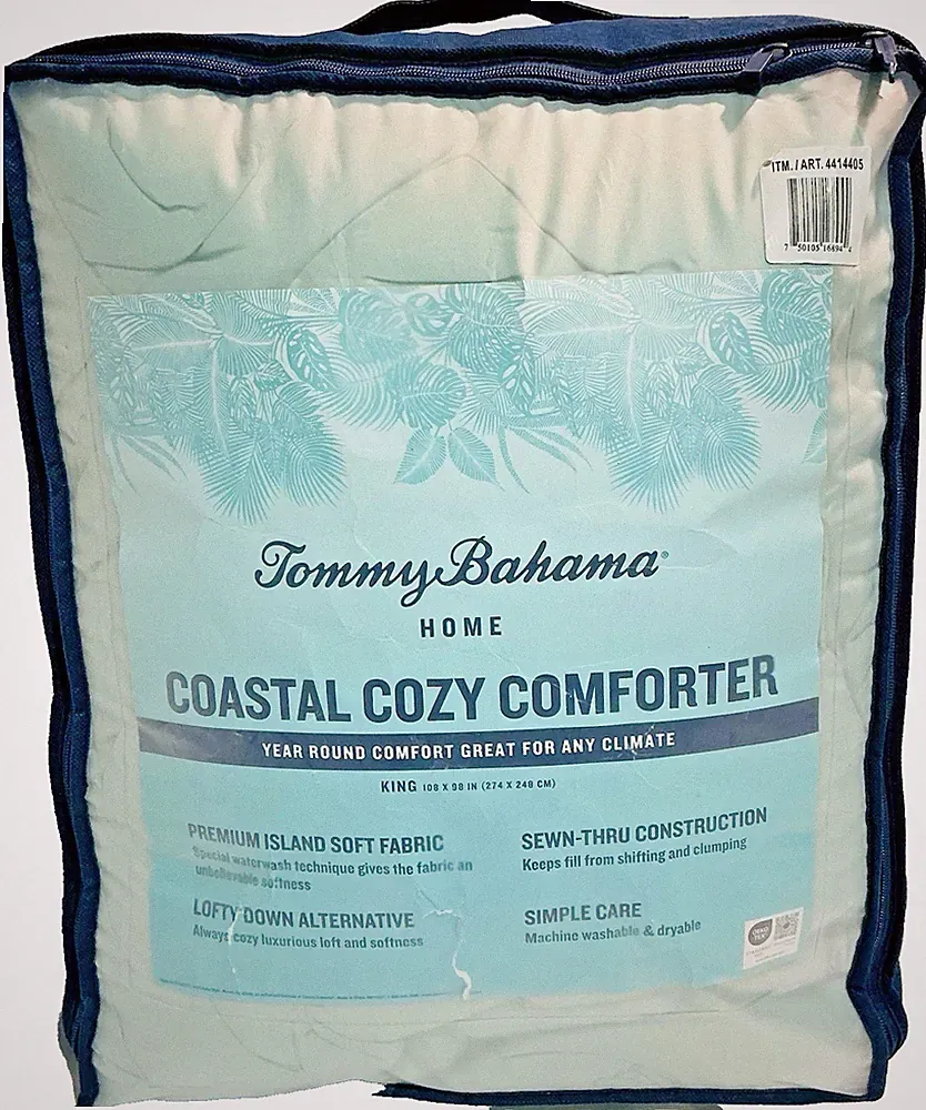 Tommy Bahama Home Coastal Cozy Comforter King Size Blue Aqua, 108 in x 98 in