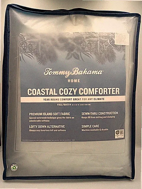 Tommy Bahama Home Coastal Down Alternative Full/Queen Comforter Light Blue NEW
