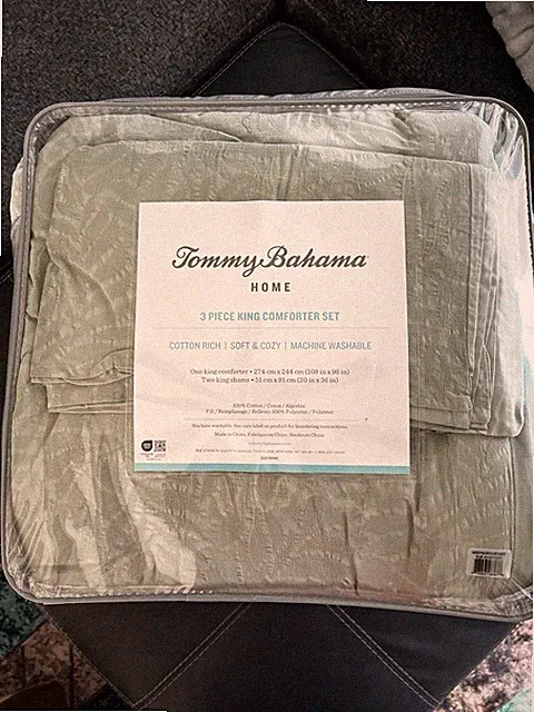 Tommy Bahama Home King 3-Piece Comforter Set Green Floral Cotton Polyester