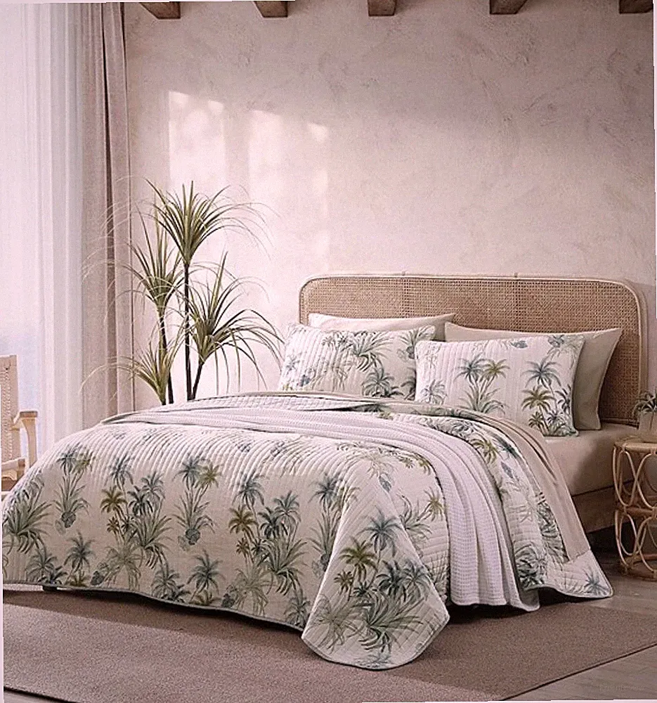 Tommy Bahama Home Serenity Palms Twin Quilt Palm Tree Tropical New