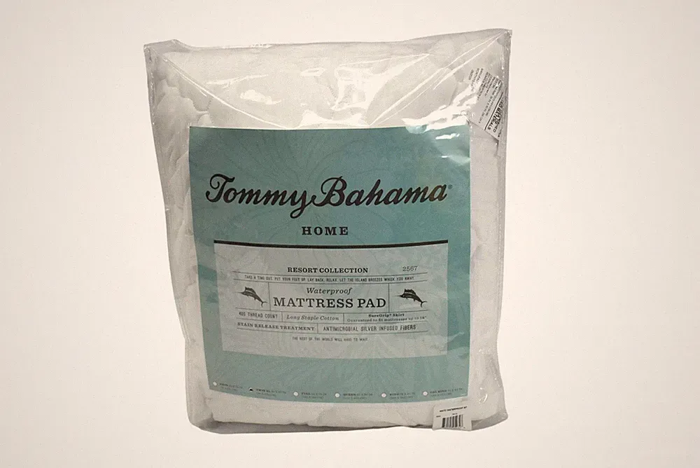 Tommy Bahama Home Waterproof Mattress Pad Twin XL 400TC Cotton White SureGrip
