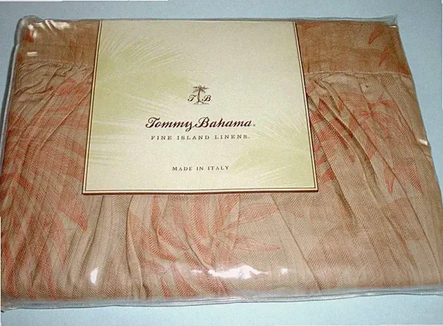 Tommy Bahama Island Etching Twin Bed Skirt 3 Panel Egyptian Cotton Weave New