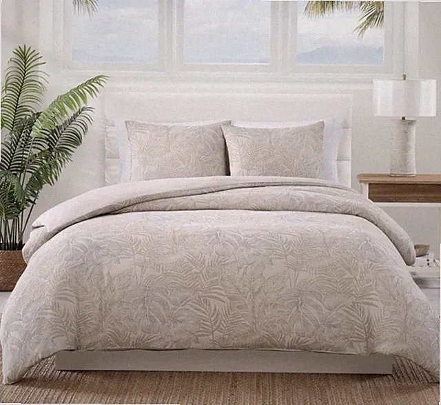 Tommy Bahama Jungle Palms Beige Cotton 3 Piece King Comforter Set NWT