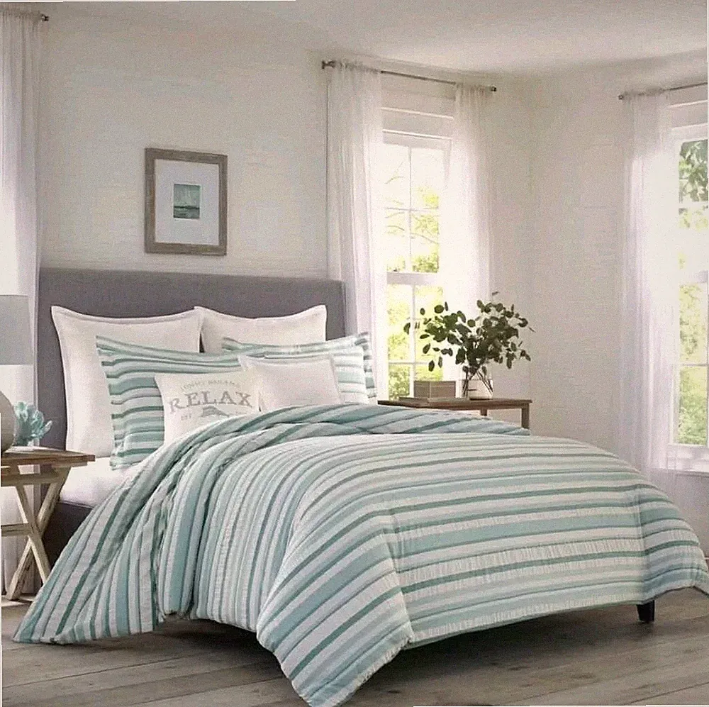 Tommy Bahama~King Clearwater Cay 3-Piece Duvet Cover & Shams Bedding Set~NWT