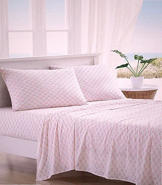 Tommy Bahama King Cotton Percale Sheets - Crisp Flamingo Pink Bedding Set