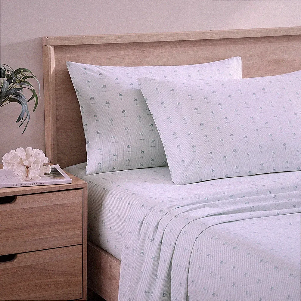 Tommy Bahama - King Sheets, Cotton Percale Bedding Set, Crisp King, Kew Palms