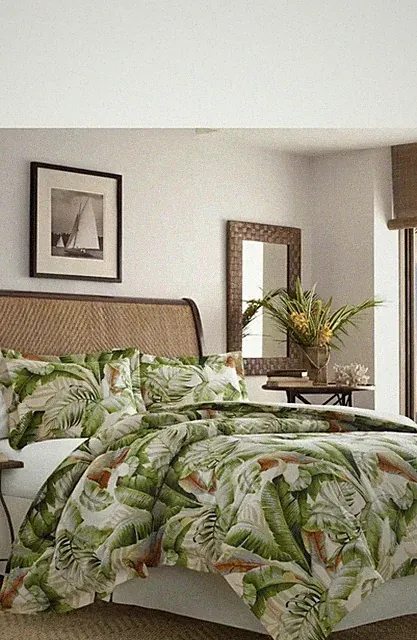 Tommy Bahama Palmiers 3 Piece Green Botanical Cotton Queen Comforter Set