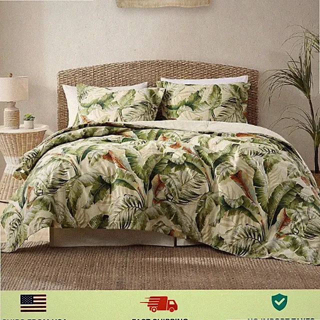 Tommy Bahama Palmiers Comforter Set 4-Pce, Green - New