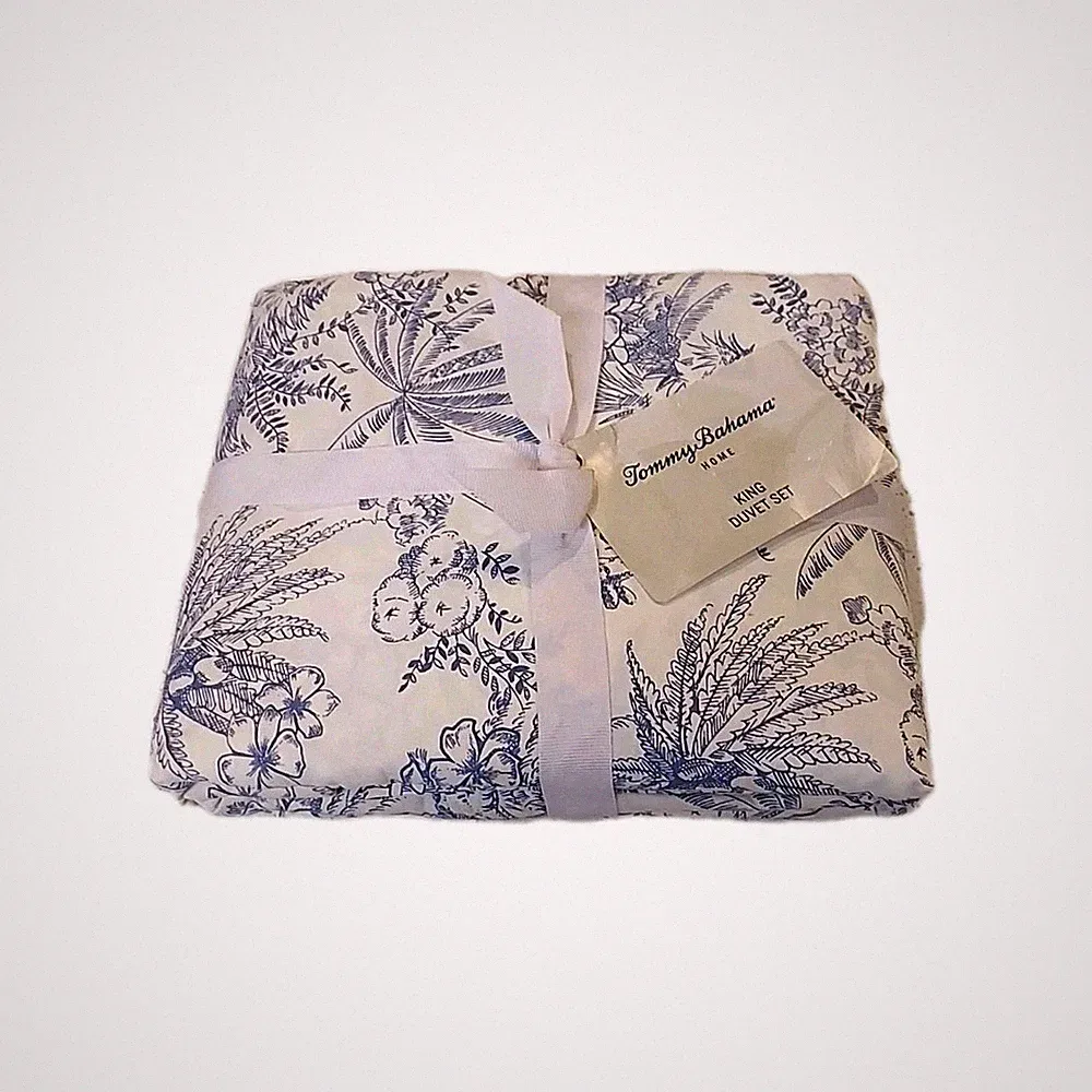 Tommy Bahama~Pen & Ink King 3 Piece Duvet Cover & Shams Bedding Set~NWT
