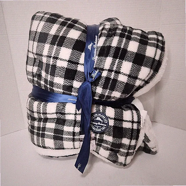 Tommy Bahama Plaid and Sherpa Throw Blanket NWT