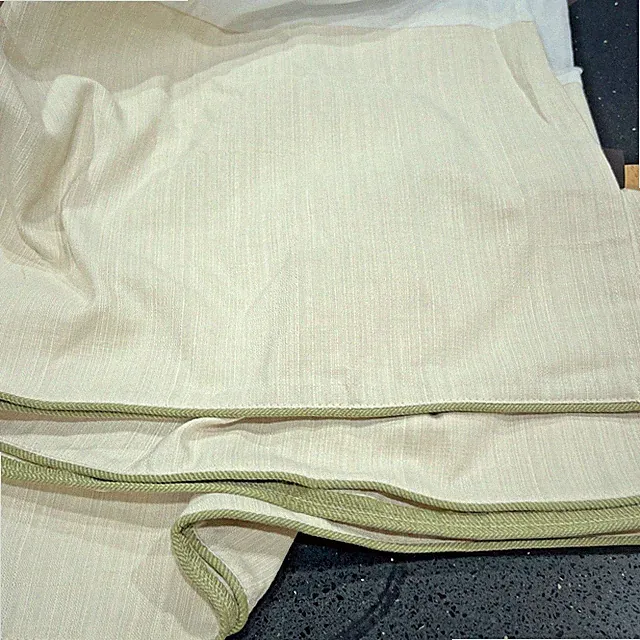 TOMMY BAHAMA Queen Bedskirt ~ Palms Away ~ Beige & Sage Green Piping ~ 14” Drop