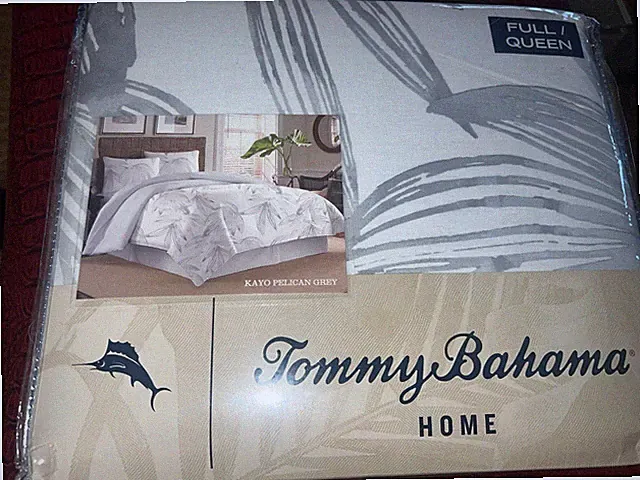 Tommy Bahama Queen Duvet Set Kayo Pelican Grey Bonus Set OEKO-TEX New Cotton