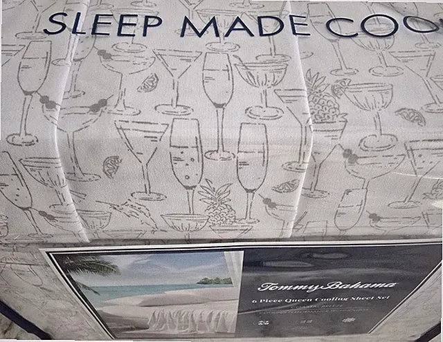 Tommy Bahama QUEEN sheet set COOLING Coastal Breeze Island Time Grey sheets NEW