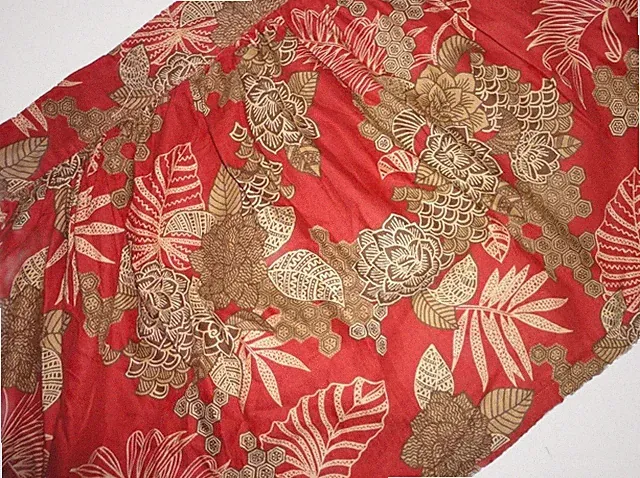 TOMMY BAHAMA RED BROWN FLORAL BEDSKIRT 17" DROP SPLIT CORNER ALTERED