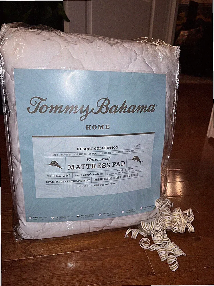 Tommy Bahama Resort Collection Mattress Pad Full 400 TC Waterproof NEW In Bag