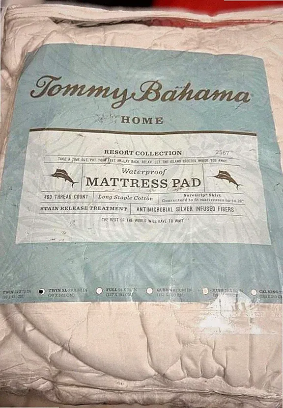 Tommy Bahama Resort Collection Waterproof Twin Mattress Pad. 75 x 39 in