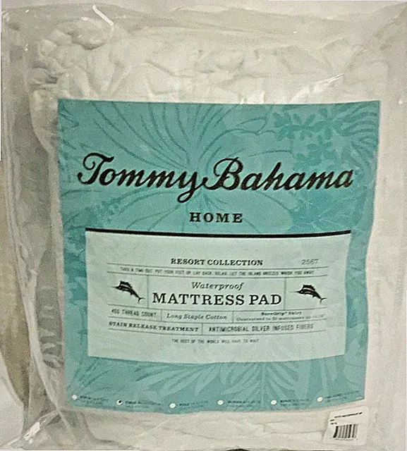 Tommy Bahama Resort Collection Waterproof Twin XL Mattress Pad-400 TC