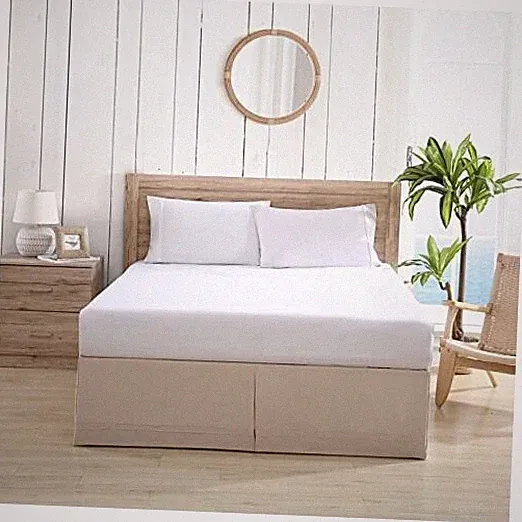 Tommy Bahama - Size Bedskirt, Soft & Smooth 100% Cotton Sateen Queen Beige