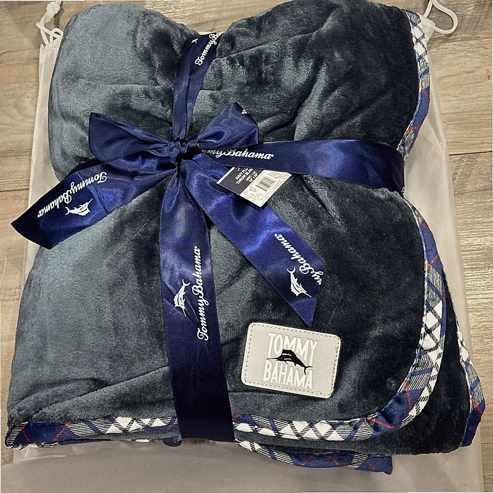 Tommy Bahama Throw Blanket 50” X 60” Blue