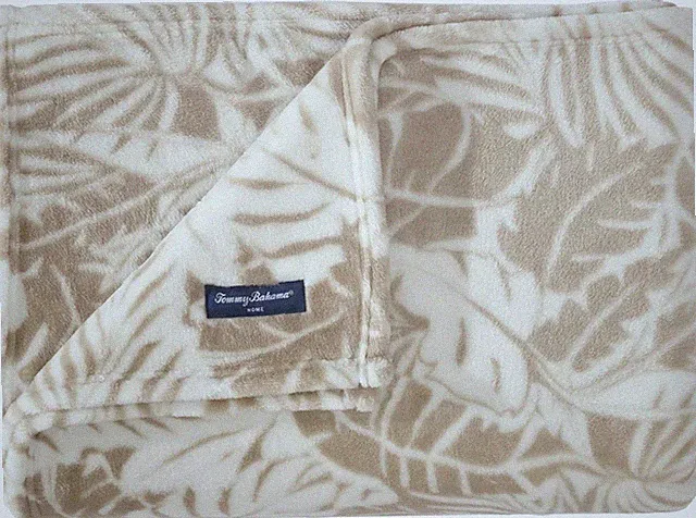 Tommy Bahama - Throw Blanket, Plush Fleece 50" x 70", Costa Blanca Beige