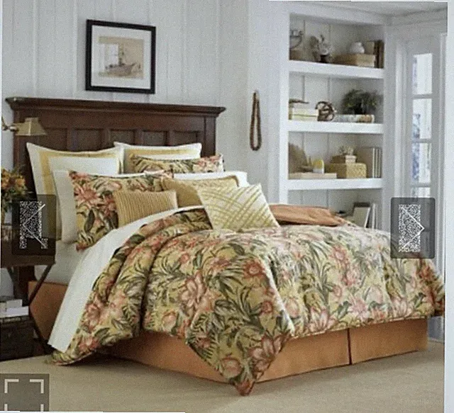 Tommy Bahama Tropical Lily Queen Sheet Set, Flat, Fitted and 2 Pillowcases New