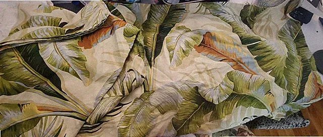TWO Tommy Bahama King Shams "Palmiers" Tropical Print Soft Cotton Palm Leaves